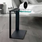 Nowoczesny stolik kawowy z metalowym i wędzonym lub przezroczystym szkłem Made in Italy - Teilor Viadurini