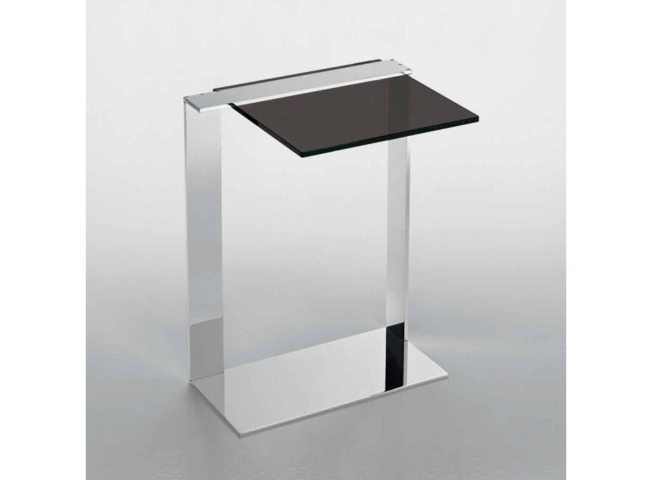 Nowoczesny stolik kawowy z metalowym i wędzonym lub przezroczystym szkłem Made in Italy - Teilor Viadurini