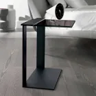 Nowoczesny stolik kawowy z metalowym i wędzonym lub przezroczystym szkłem Made in Italy - Teilor Viadurini