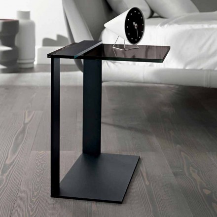 Nowoczesny stolik kawowy z metalowym i wędzonym lub przezroczystym szkłem Made in Italy - Teilor Viadurini