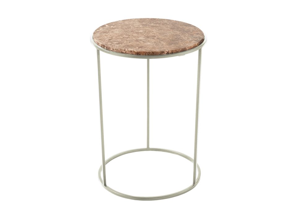 Nowoczesny okrągły stolik kawowy z wysokiej jakości metalu i marmuru - Raphael Viadurini