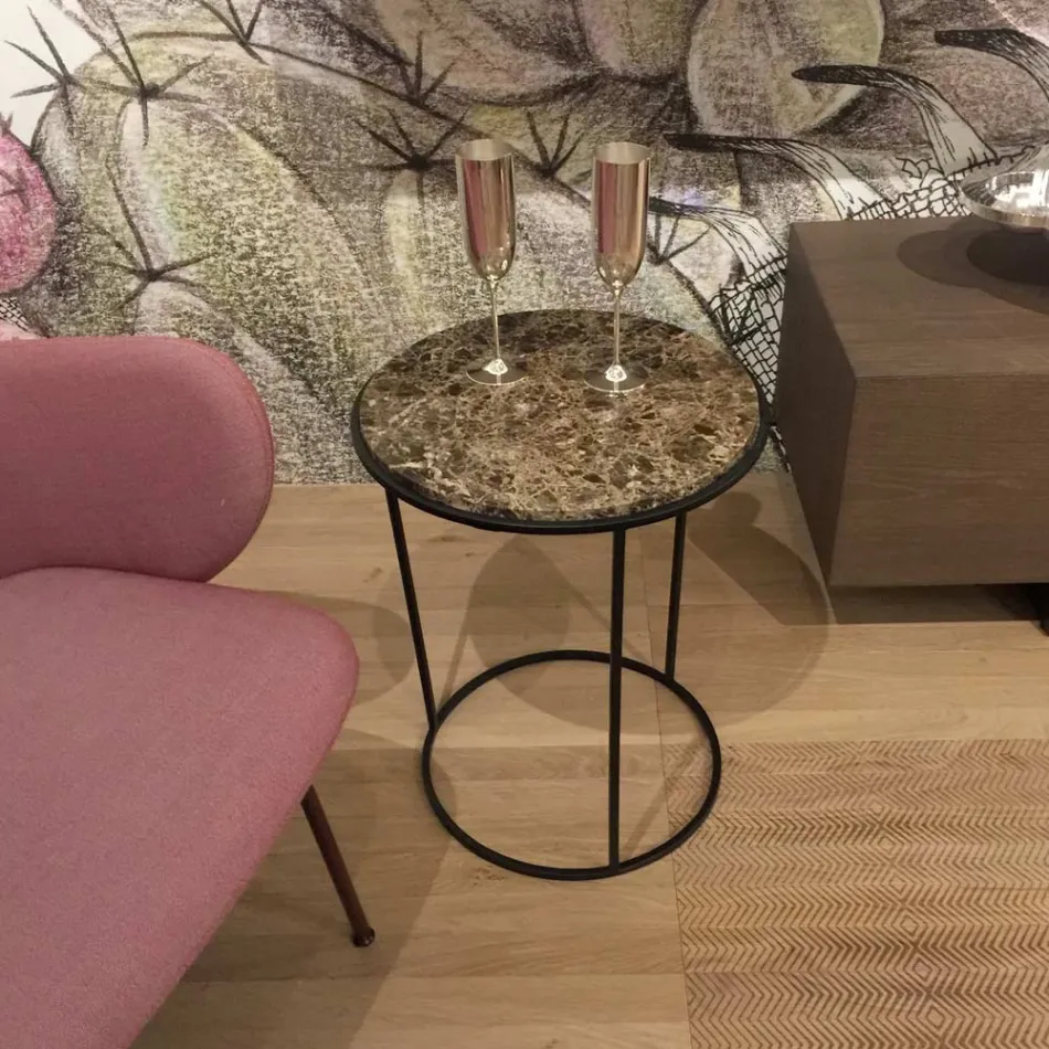 Nowoczesny okrągły stolik kawowy z wysokiej jakości metalu i marmuru - Raphael Viadurini