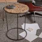 Nowoczesny okrągły stolik kawowy z wysokiej jakości metalu i marmuru - Raphael Viadurini