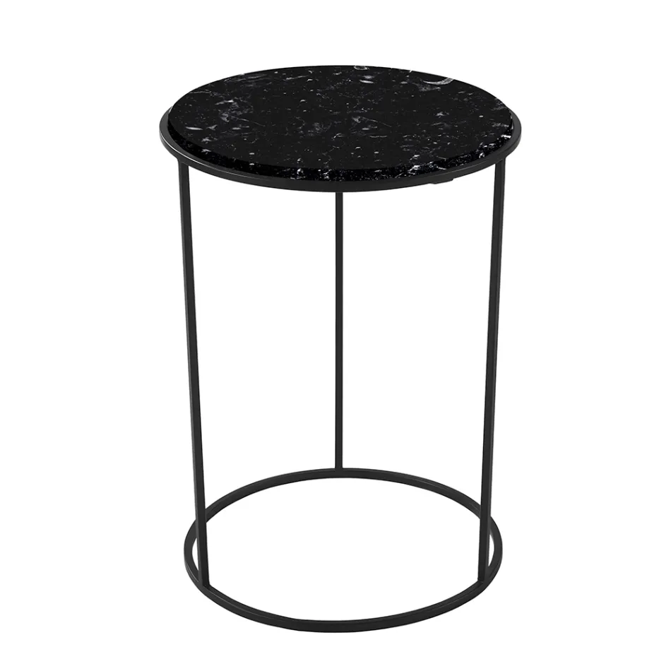 Nowoczesny okrągły stolik kawowy z wysokiej jakości metalu i marmuru - Raphael Viadurini