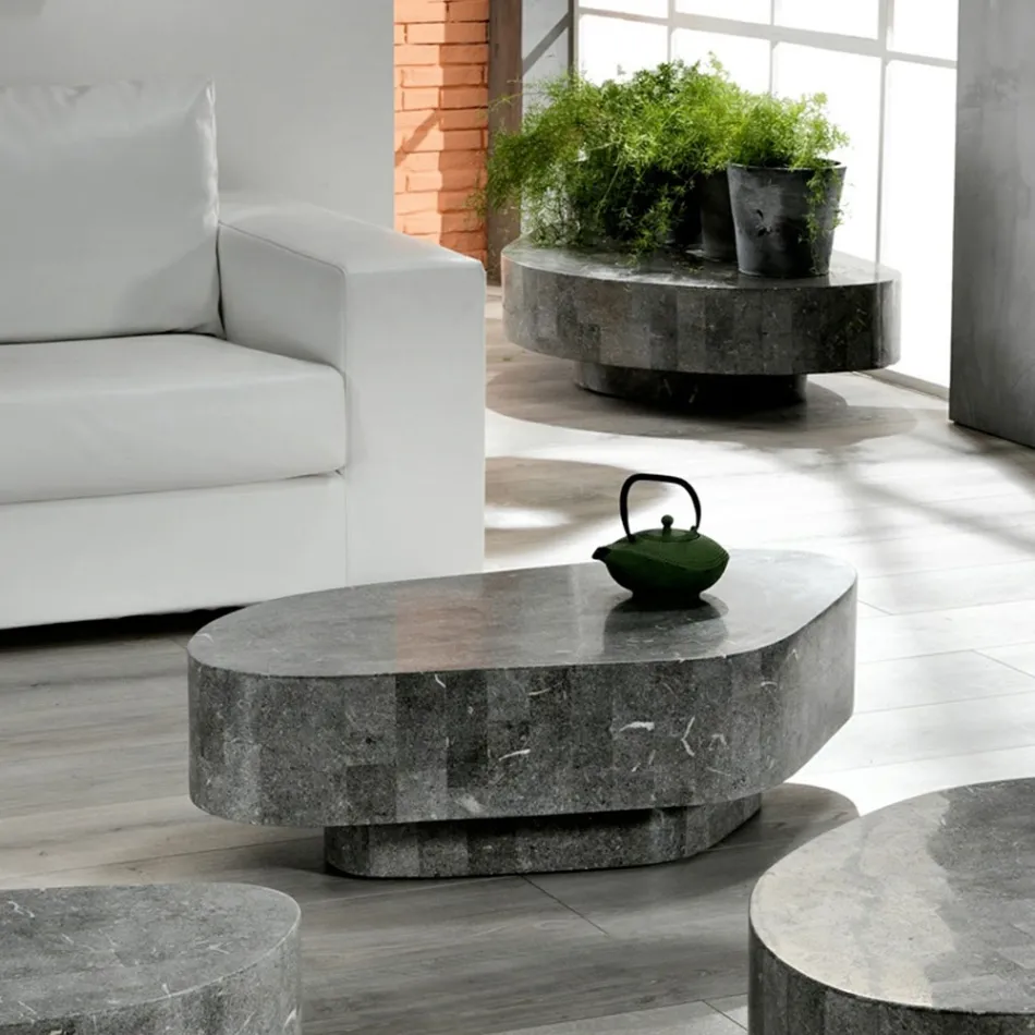 Nowoczesny stolik kawowy w kształcie skamieniałego kamienia - Bowie Viadurini