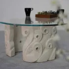 Stolik owalny kamień żywy i krystalicznie, nowoczesne wzornictwo Lindos Viadurini