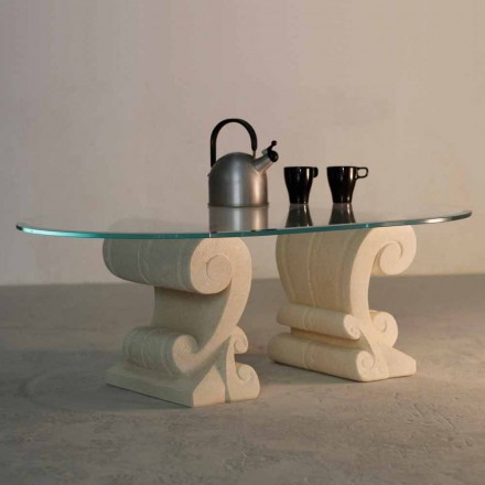 stolik Oval żywym kamieniem i kryształ Arachne-S Viadurini