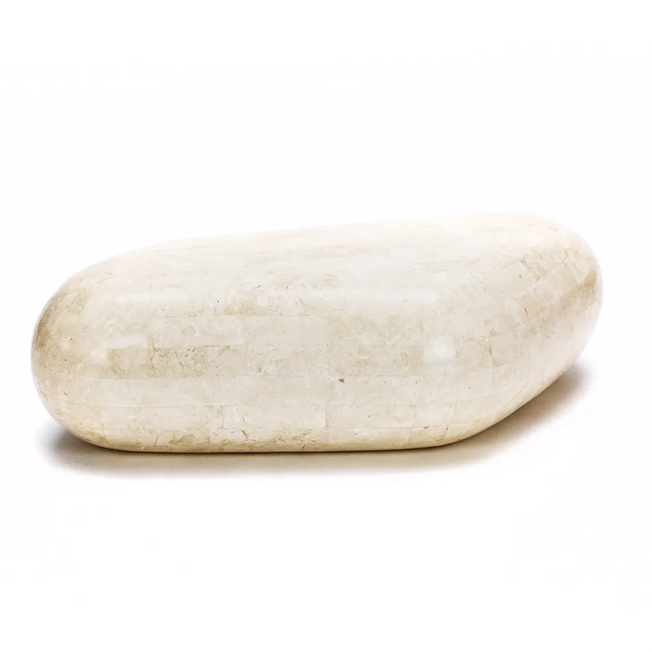 Owalny stolik kawowy z nowoczesnego kamienia kopalnego - Avenue Viadurini