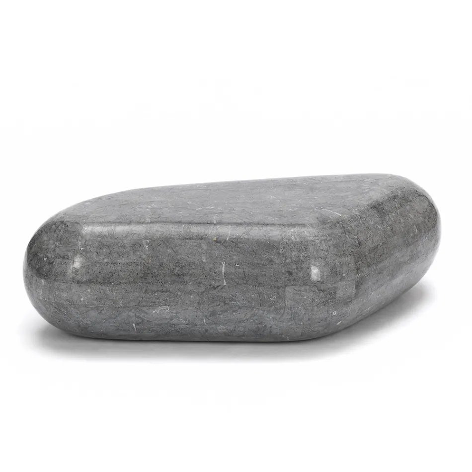 Owalny stolik kawowy z nowoczesnego kamienia kopalnego - Avenue Viadurini