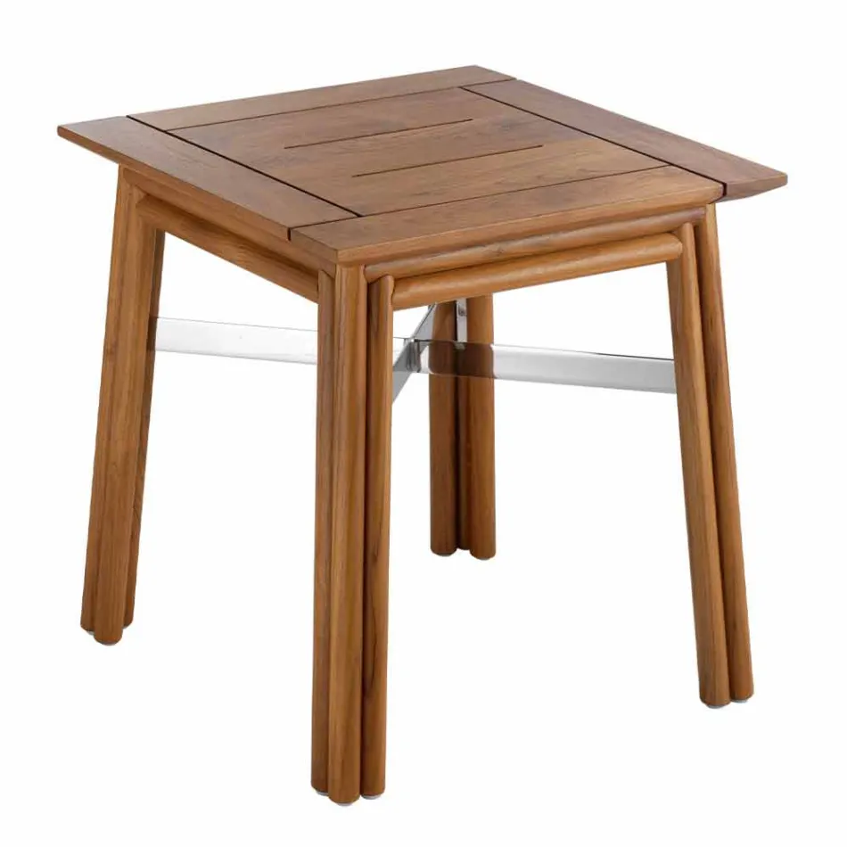 Stolik kawowy na zewnątrz z naturalnego lub czarnego drewna, 2 rozmiary - Suzana Viadurini