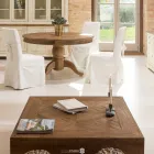 Kwadratowy stolik kawowy z tropikalnego drewna pochodzącego z recyklingu - zjeżdżalnia Viadurini