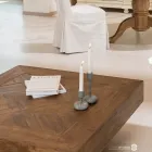 Kwadratowy stolik kawowy z tropikalnego drewna pochodzącego z recyklingu - zjeżdżalnia Viadurini