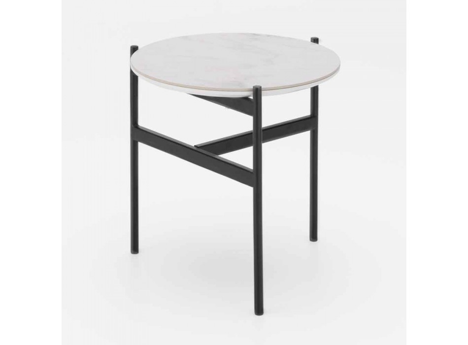Okrągły stolik ceramiczno-metalowy o nowoczesnym designie - Gaduci Viadurini