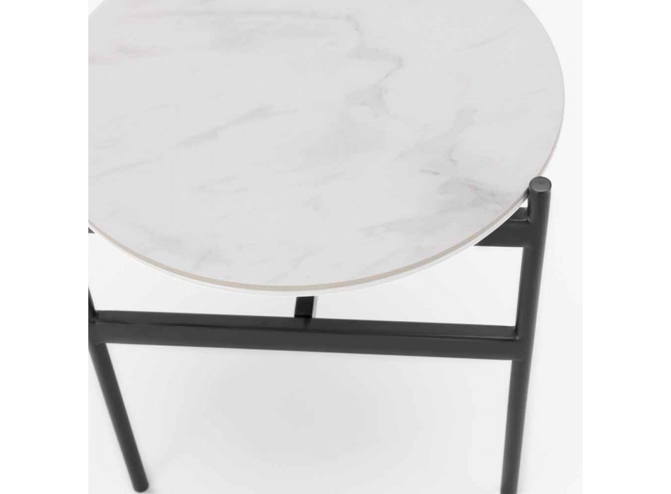 Okrągły stolik ceramiczno-metalowy o nowoczesnym designie - Gaduci Viadurini