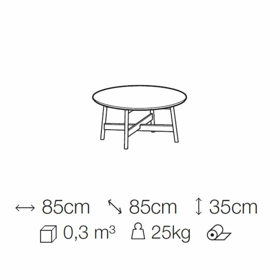 Okrągły stolik kawowy z marmuru i drewna bukowego Made in Italy - Daniela Viadurini