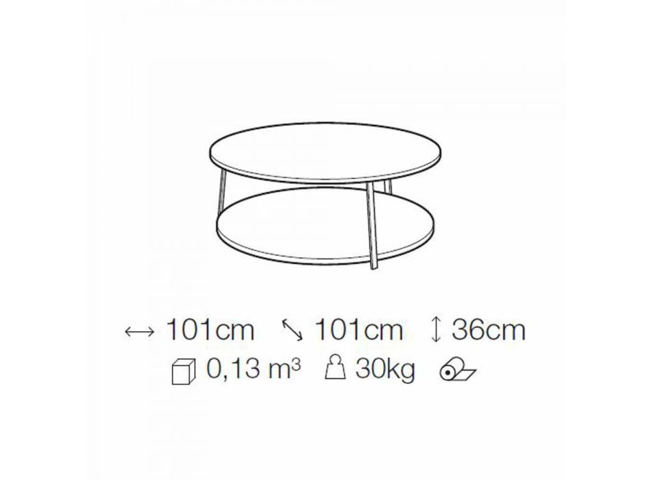 Okrągły stolik kawowy z Mdf z metalową konstrukcją Made in Italy - Aloe Viadurini