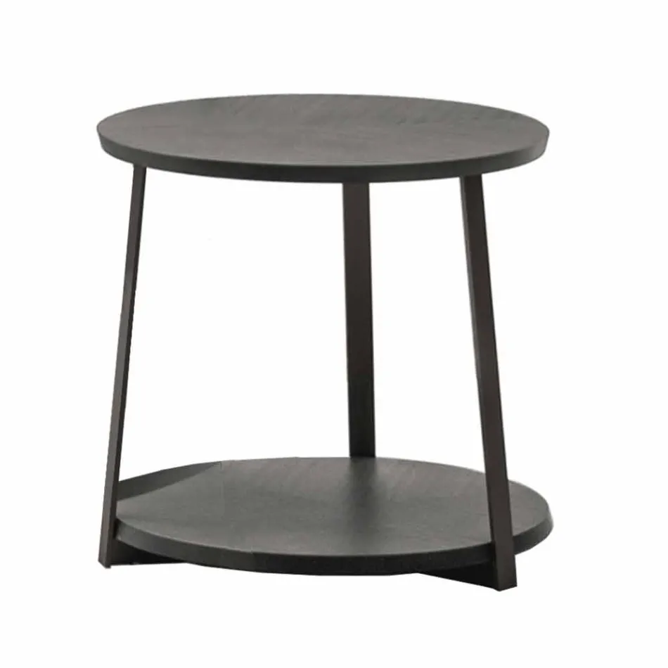 Okrągły stolik kawowy z Mdf z metalową konstrukcją Made in Italy - Aloe Viadurini