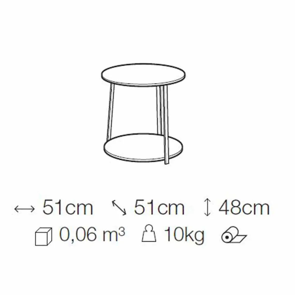 Okrągły stolik kawowy z Mdf z metalową konstrukcją Made in Italy - Aloe Viadurini