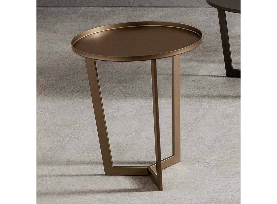 Luksusowy okrągły stolik kawowy z malowanego metalu Made in Italy - Mina Viadurini