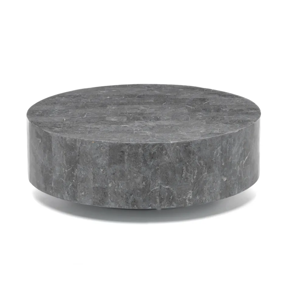 Nowoczesny okrągły stolik kawowy z kamienia kopalnego - Vermont Viadurini
