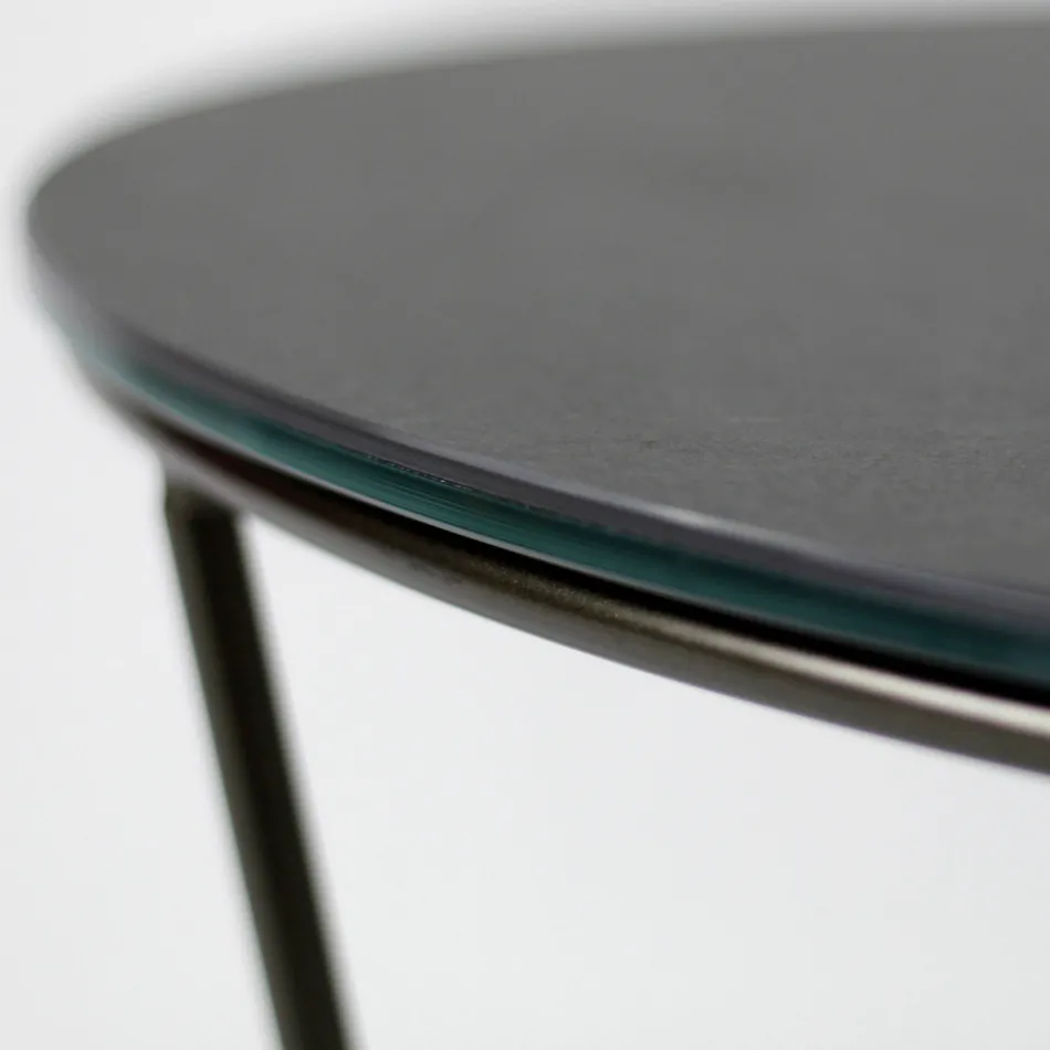 Okrągły stolik kawowy wykonany z kamionki i stali Made in Italy - Paini Viadurini