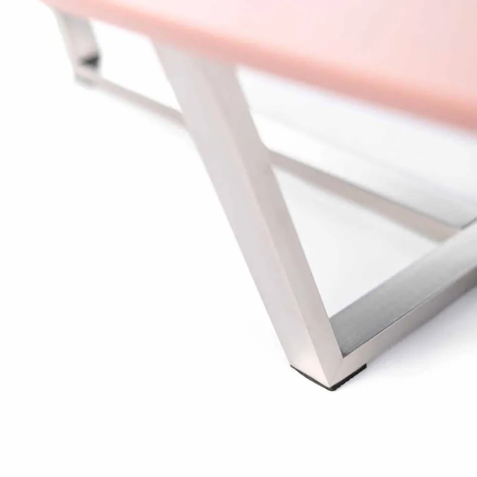 Stół do salonu w nowoczesnym kształcie z MDF i chromowanego metalu - Pimpa Viadurini