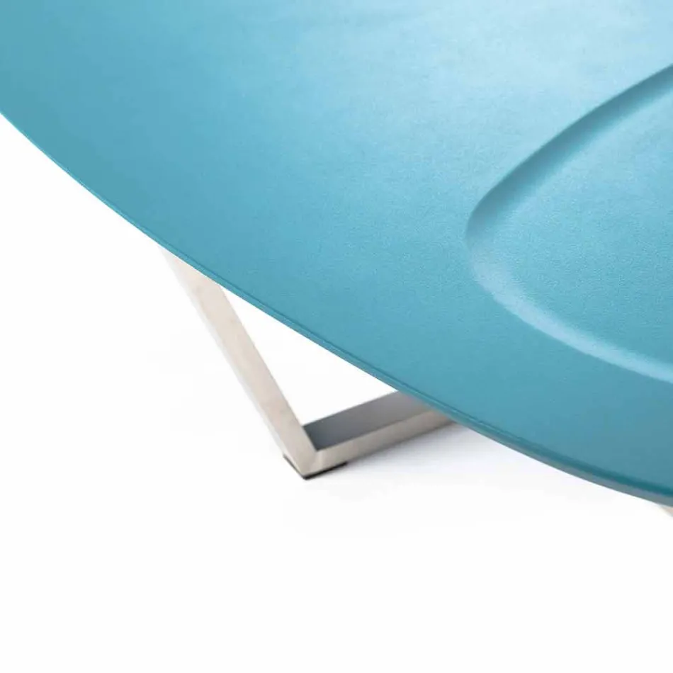 Stół do salonu w nowoczesnym kształcie z MDF i chromowanego metalu - Pimpa Viadurini