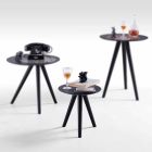 Okrągły stolik kawowy z czarnego szarego lakierowanego drewna Made in Italy - Stuttgart Viadurini