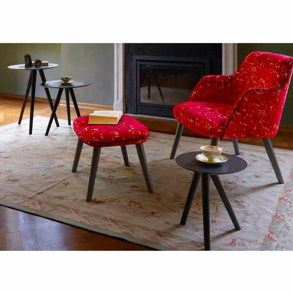 Okrągły stolik kawowy z czarnego szarego lakierowanego drewna Made in Italy - Stuttgart Viadurini