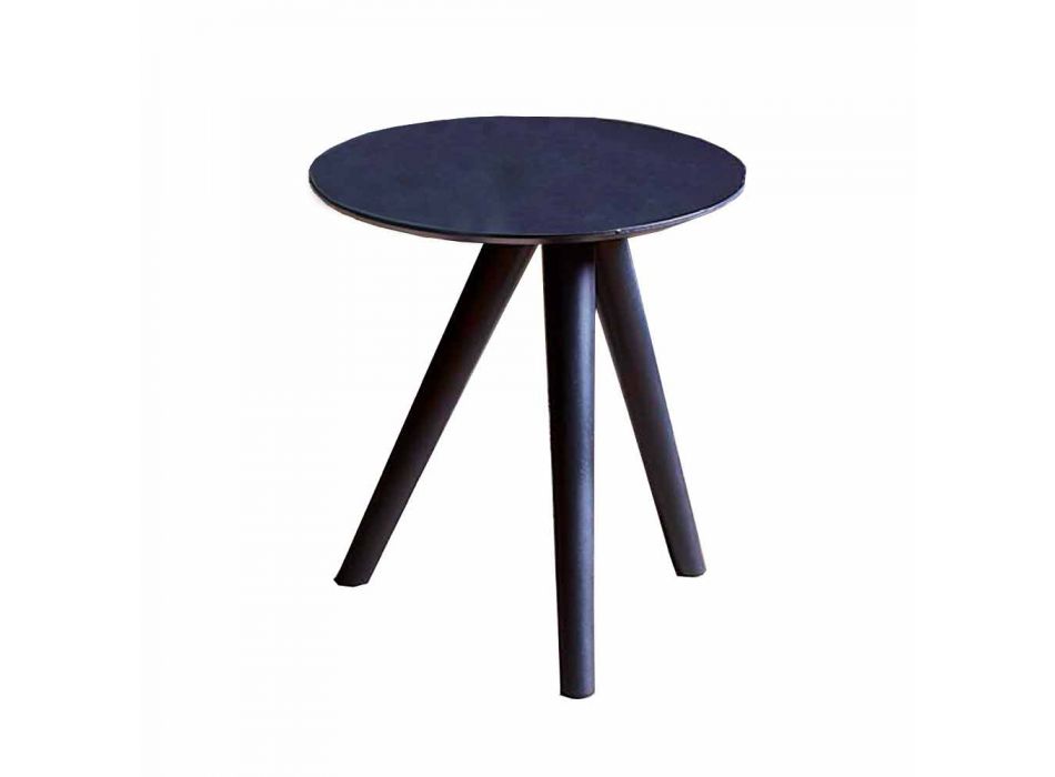 Okrągły stolik kawowy z czarnego szarego lakierowanego drewna Made in Italy - Stuttgart Viadurini