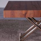 Rozkładany stolik kawowy z drewna i metalu Made in Italy - Patroclus Viadurini