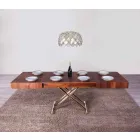 Rozkładany stolik kawowy z drewna i metalu Made in Italy - Patroclus Viadurini