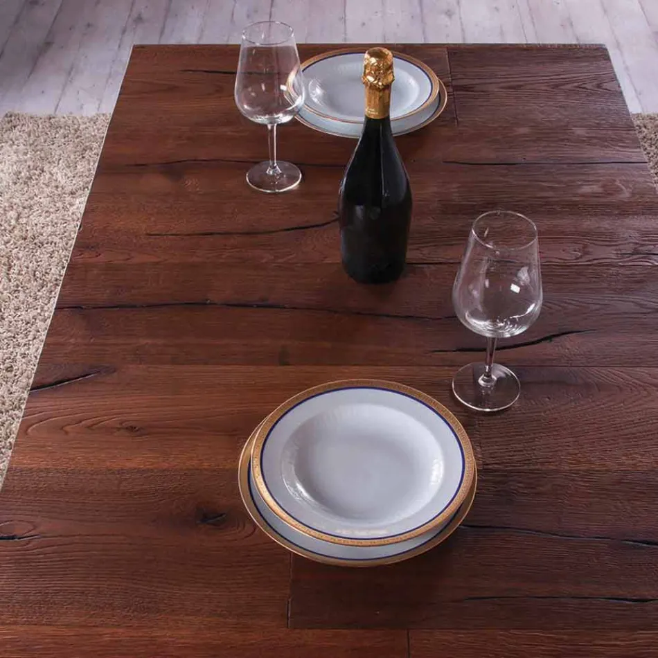 Rozkładany stolik kawowy z drewna i metalu Made in Italy - Patroclus Viadurini