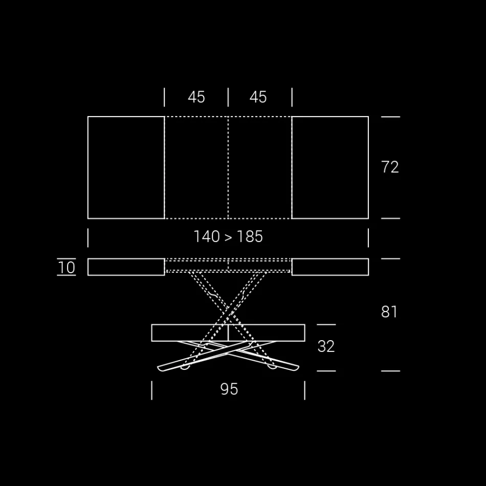 Przekształcalny stolik kawowy z drewna i metalu, wyprodukowany we Włoszech - Sanrocco Viadurini