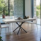 Przekształcalny stolik kawowy z drewna i metalu, wyprodukowany we Włoszech - Sanrocco Viadurini