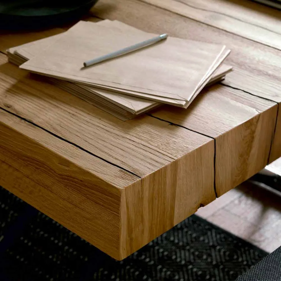 Rozkładany stolik kawowy z litego drewna Made in Italy - Trabucco Viadurini