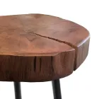 Stolik kawowy do salonu z metalowymi nogami i blatem z litego drewna - Sardynia Viadurini