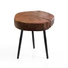 Stolik kawowy do salonu z metalowymi nogami i blatem z litego drewna - Sardynia Viadurini