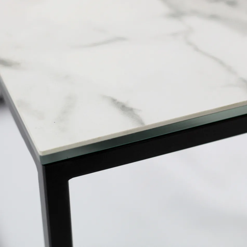 Stolik kawowy z kamionki i stali Made in Italy - Birba Viadurini