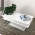 Błyszczący biały stolik do salonu z drewna z oświetleniem LED lub bez - Perro Viadurini