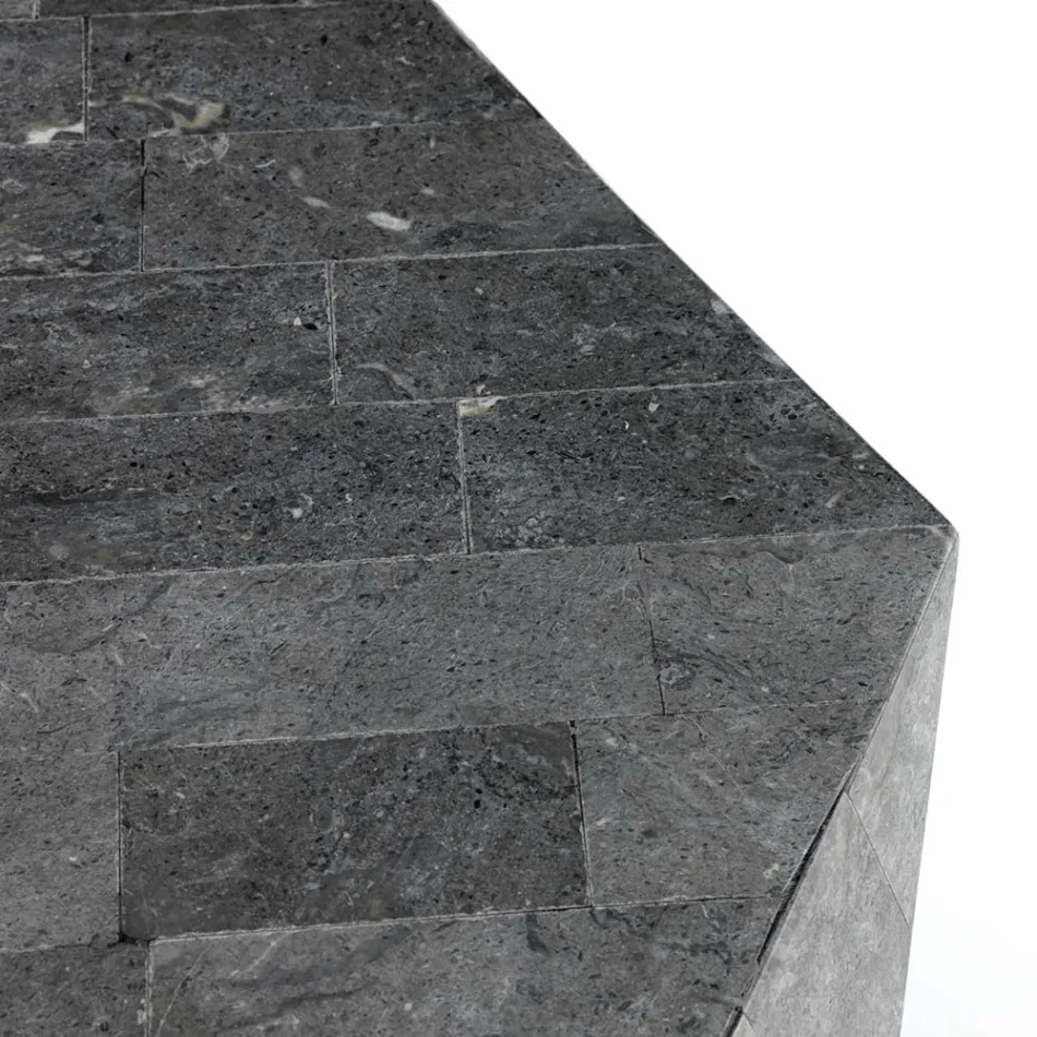 Stolik kawowy do salonu w całości wykonany z kamienia kopalnego. Różne wykończenia - powietrze Viadurini