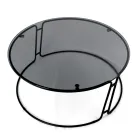 Stolik kawowy ze szklanym blatem i okrągłą podstawą Made in Italy - Tullia Viadurini