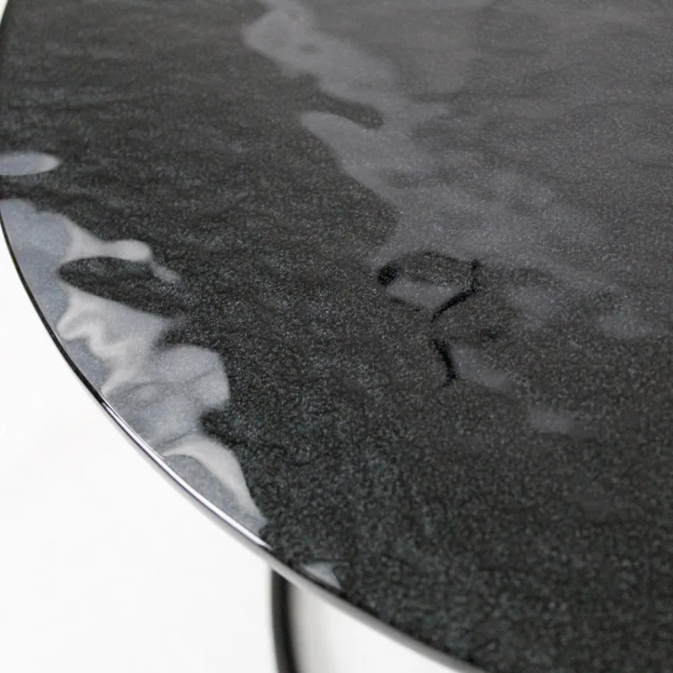 Stolik kawowy ze szklanym blatem i okrągłą podstawą Made in Italy - Tullia Viadurini