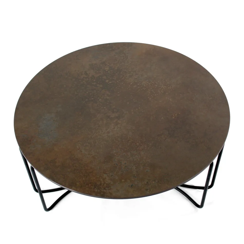 Okrągły Stolik Kawowy z 3 Półksiężycami Made in Italy - Arepa Viadurini