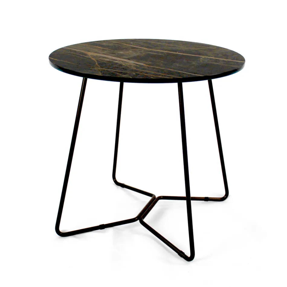 Okrągły stolik kawowy z blatem z kamionki porcelanowej Made in Italy - Paini Viadurini