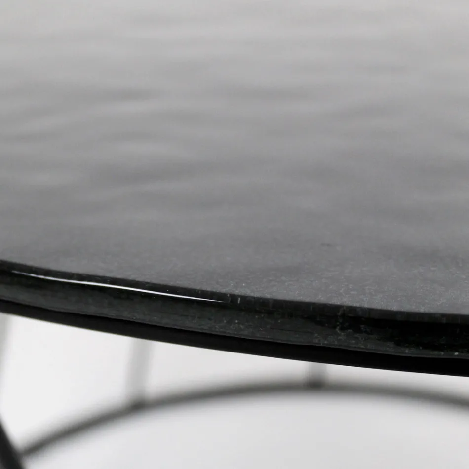 Okrągły stolik kawowy ze stali i szkła Made in Italy - Alisea Viadurini