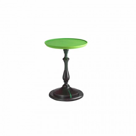 Design stolik do salonu z zielonym lakierowanym blatem, średnica 50cm, Nik Viadurini