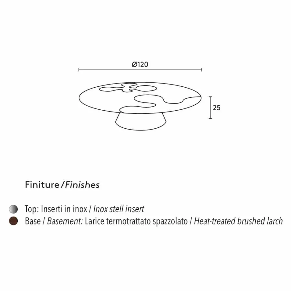 Tabela nowoczesny wzór w drewna modrzewiowego ze stali wkładki Giglio Viadurini