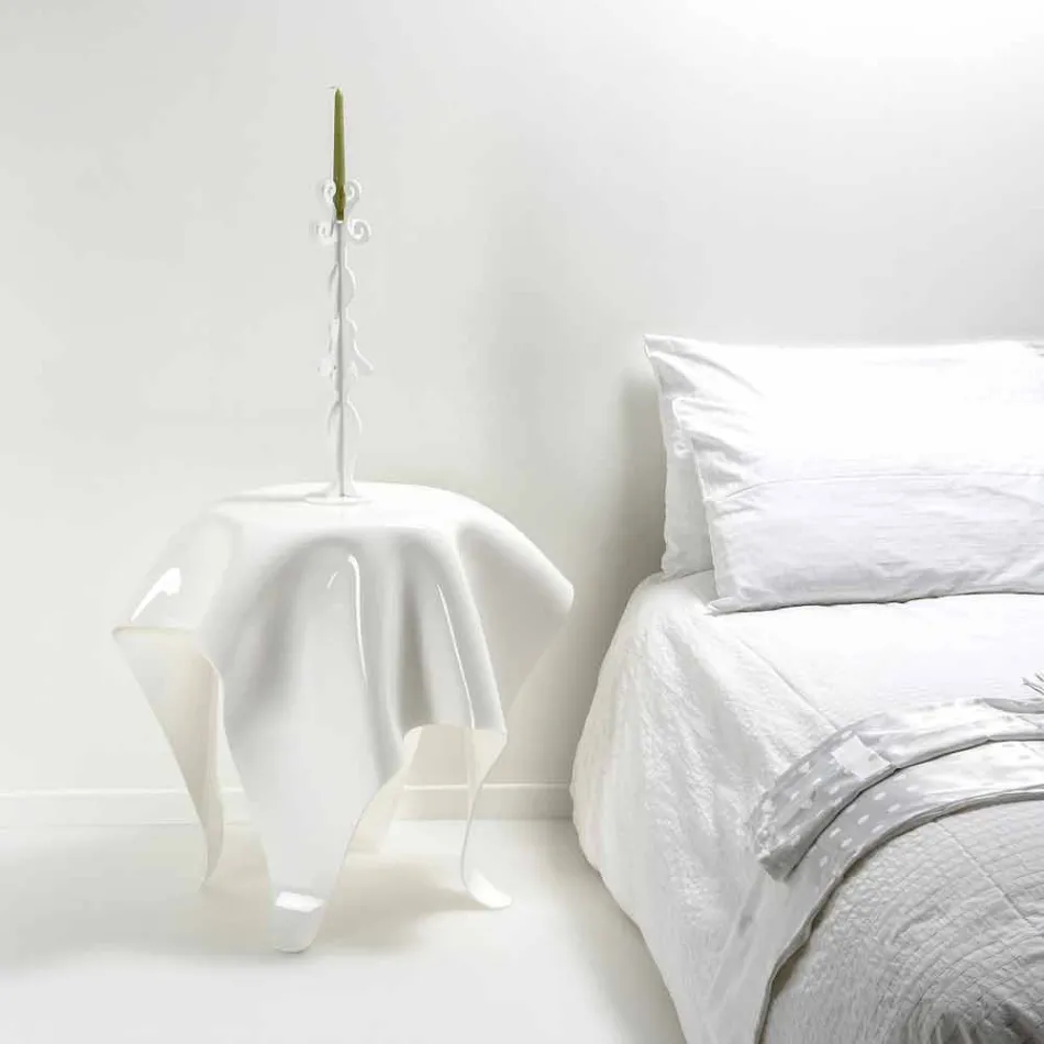 Nowoczesny stolik boczny w białym pleksi Otto, wykonany we Włoszech Viadurini