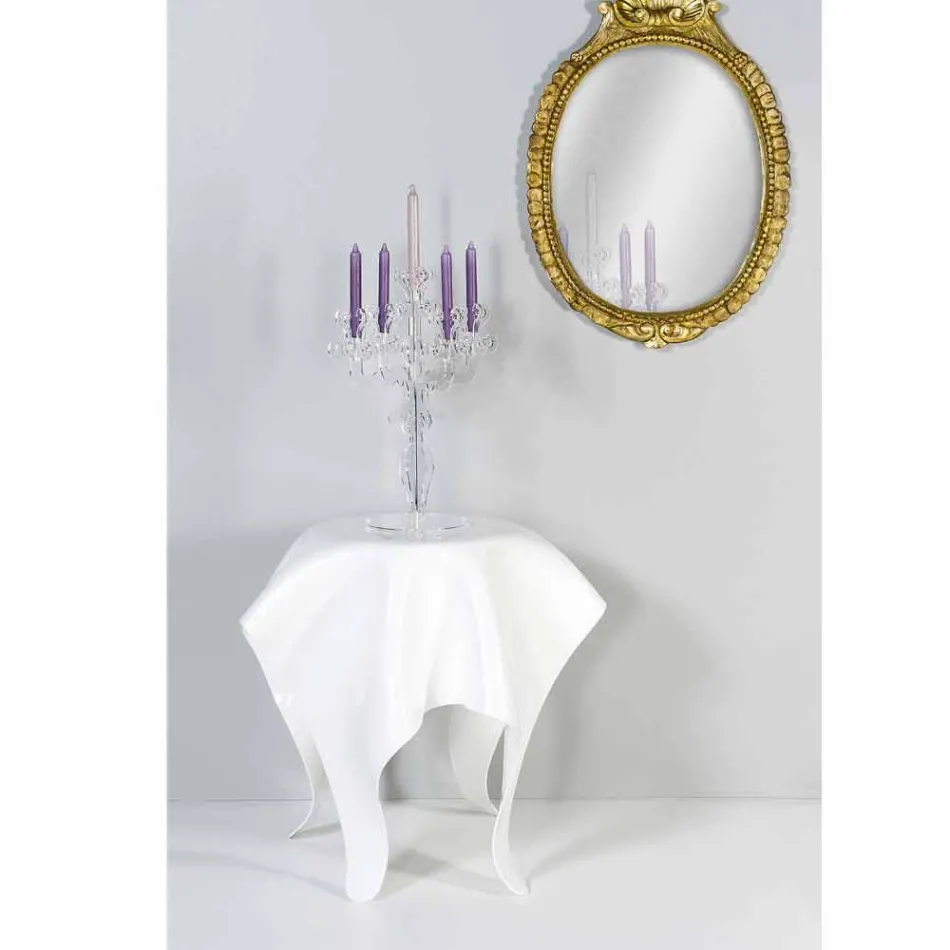 Nowoczesny stolik boczny w białym pleksi Otto, wykonany we Włoszech Viadurini